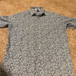 Van Heusen Blue and White Floral Button Down Shirt